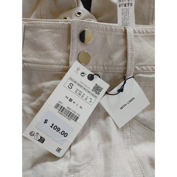ZARA LINEN BLEND CARGO PANTS LIMITED EDITION. Small NWT $109 - Picture 7 of 11